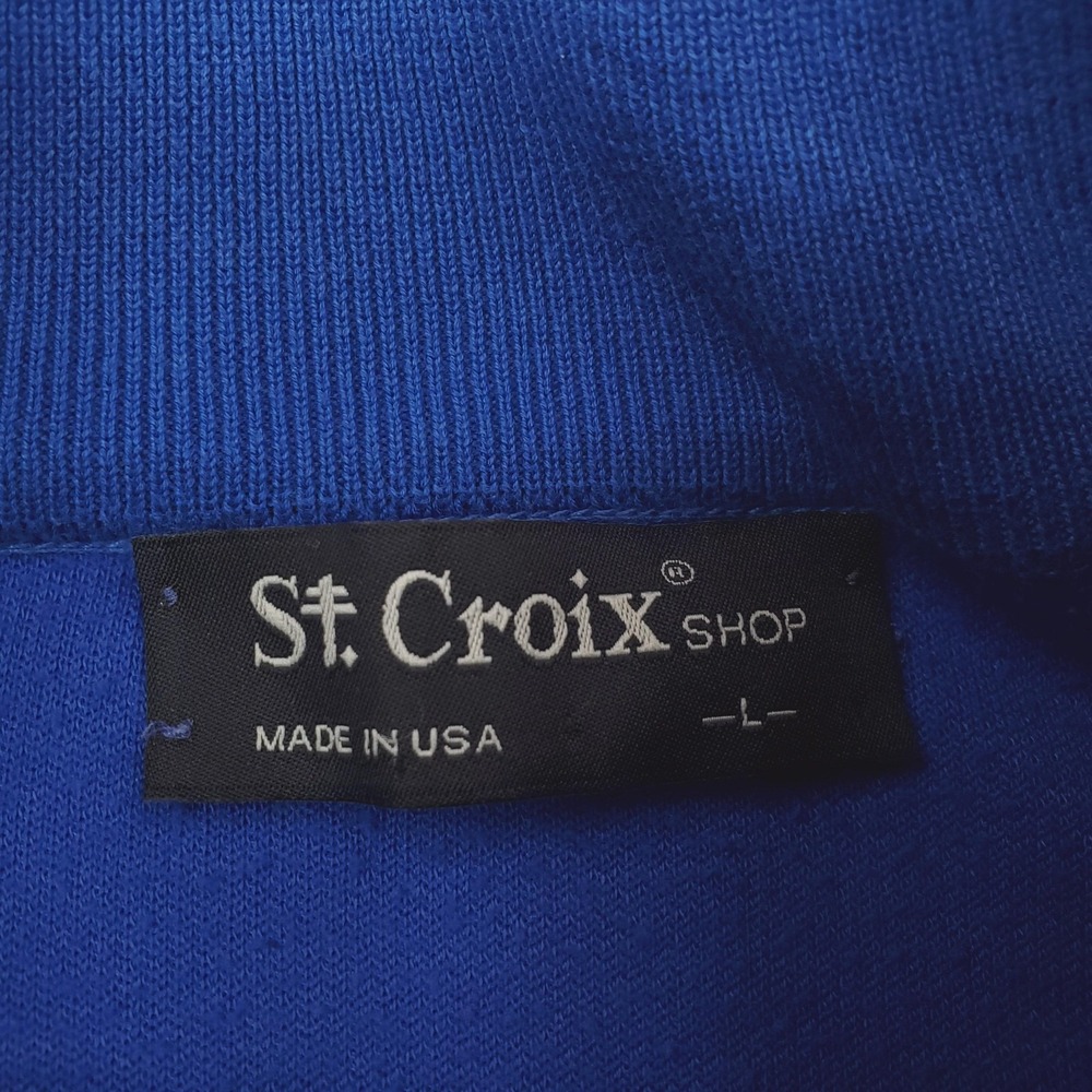 Vintage St. Croix Sweater Men Large Blue Quarter Zip Pullover Mock Neck Made USA - Picture 3 of 15